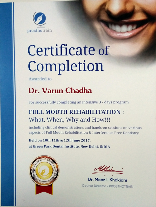 Certification in Full Mouth Rehabilitation